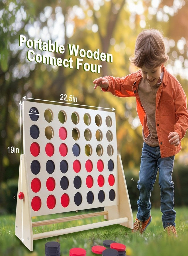 GOTHINK Giant Wooden 4 in A Row Game Includes 42 Pcs Dics, Large Size Four in a Row Game 2Ft 4-in-a-Row Connect Games - Fun Indoor and Outdoor Board Games for Teens and Adults - Image 4